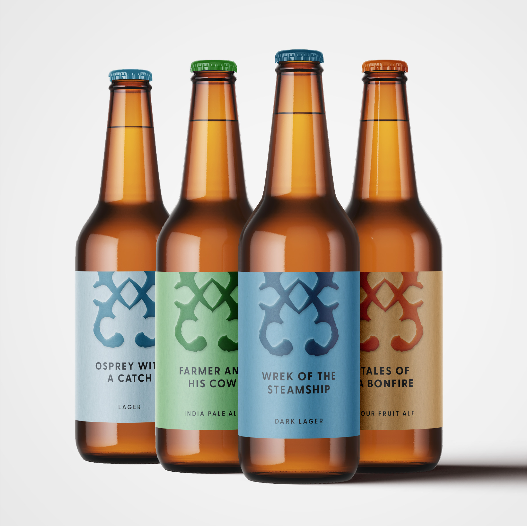 Image of four different beer bottles from Fyrafina